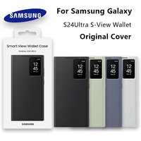 Oryginał dla Samsung Galaxy S24 Ultra S-View Wallet Case Wysokiej jakości skórzany pokrowiec dla S24Ultra Protector Shell & Box