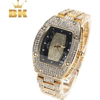 THE BLING KING Big Men's Watch Waterproof Full Iced Out Rectangle Dial Luxury Brand Quartz Automatic Wrist Mens Hiphop Watch
