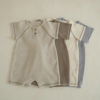 ZOETOPKID Summer New Baby Short Sleeve Romper Solid Simple Infant Boy Girl Thin Breathable Jumpsuit Newborn Cotton Clothes 0-24M