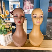 African Mannequin Head, PVC Fake Head Model Wig Display Stand for Hat Scarf Jewelry, Adult Size,Hair wigs Display