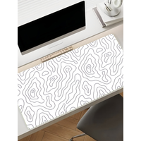 White Abstract Terrain Mouse Pad Large Non-Slip Waterproof Mat Stitched Edge Keyboard Pad for Gaming Daily Office