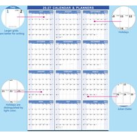 Year Calendar Wall Planner July 2026-June 2027 Time Management Planner Yearly Vertical Calendar For Home Apartment School Office