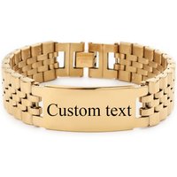 Personalize Custom Name Men Stainless Steel Bracelet Watch Band Black Smooth Engrave Logo Id Bracelets Gift Jewelry