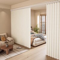 Hot Sale Beige No Drill Room Divider Curtain Foldable Privacy Screen Light Filtering Temporary Wall Partition with Hooks for Dor