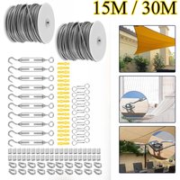 15/30 m Kabel, PVC-beschichtet, Edelstahl 304, robust, für Garten, Draht, Kabel, Geländer, Wäscheleine, Lichterkette, Hängedraht
