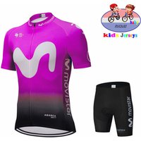 Movistar Kinder Radtrikot Set Team Shorts Kinder Fahrradbekleidung Jungen Sommer Fahrradbekleidung Atmungsaktive Outdoor-Sportbekleidung
