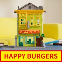 Bob's Burgers Happy Restaurant Modulare Gebäude Baustein-Sets Stadtansicht Haus Apartment Laden Architektur Montage Baustein-Modell-Set Erwachsenen-DIY-Geschenk 1222 Teile