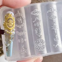 1pcs Retro 5D Embossed Nail Mold Court Baroque Flower Frame Nail Mold 3D Carving Silicone Template DIY Manicure Decoration Tools