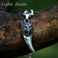 2022 NEW Men's 316L stainless-steel vintage Norse Viking wolf Pendant Necklace animal fashion jewelry Gift free shipping
