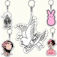 Lil Peep Rapper Acrylic Key Chain Pendant Key Ring Crybaby Hellboy Love Yikes Keychains Keyring for Bag Pendant Jewelry Gifts