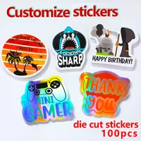 Naklejki na zamówienie, wycinane, z Twoim logo, identyfikator, etykieta PVC, winyl, wodoodporne, do bagażu komputerowego, samoprzylepne, personalizowane arkusze naklejek
