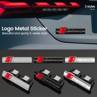 NEW Audi Sline Metal Logo Car Sticker Aluminum Emblem For Audi S Line Quattro A1 A3 A4 A5 A6 A7 A8 Q2 Q3 Q5 Q6 Q7 Q8 Accessories