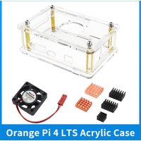 Orange Pi 4 LTS Case Acrylic Enclouse Transparent Shell Optional Heatsinks Fan Reserved Various Interfaces for Orange Pi 4 LTS