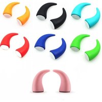 2Pcs Devil's Corner Small Cow Horn Ornament PVC Steering Wheel Decoration Car Dashboard Ornaments Car Interior Accessories