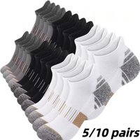 5/10Pairs Men's Basketball Socks Fashionable Black White and Gray Breathable Moisture-Wicking Running Casual Mesh Sports Socks