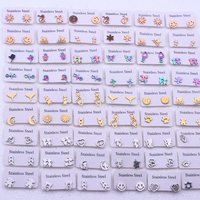 20Pairs/Lot Small Stainless Steel Letter Stud Earrings For Women Girls Piercing Ear Jewelry No Fade