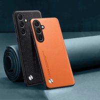 For Samsung S25 Edge S24 S23 S22 S21 S20 FE Plus Note 20 Ultra Plain PU Leather Silicone Protection Cover Shockproof Hard Bumper