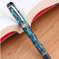MAJOHN Final Craftsman M600 Resin Pen Checkerboard Large German BOCK Dual Color Pointed Writing Practice Gift Iridium Gold Pen