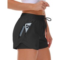 Women's yoga shorts, fake two-piece shorts, high-waist drawstring style, fake yoga running