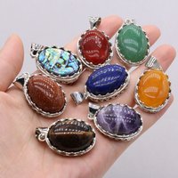20x30mm Egg-shaped Pendulum Natural Stone Crystal Amethysts Quartz Charms for Jewelry Making DIY Necklace Earrings Accessories