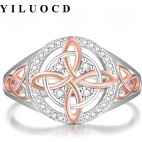 Original Bicolor Witches Knot Rings Silver Plated with Full Zircon Inlay Witchcraft Protection Knot Ring Jewelry Gifts for Women