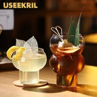 Creative Round Shaped Cocktail Glasses Coffee Mug Transparent Whiskey Wine Glasses Dessert Cup Home Bar Drinkware Halloween Gift