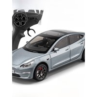 Remote Control Alloy Tesla Model 3 Car Model Simulation Sound And Light Children's Toy Boys Cool Metal Toy Car Collectible