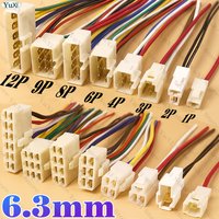 1-6set 6.3mm Electric Vehicle Connector 1/2/3/4/6/8/9/12 pin High Current Equipment Wiring Harness Male Female Plug Car Butt