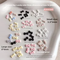 50Pcs 3D Mini KT Bow Nail Charms - Mixed Colorful Resin Ribbons for Kawaii Manicures Resin Bow Nail Accessories Cute
