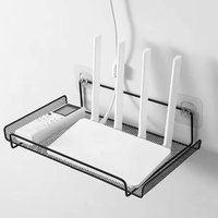 No Drill Wall Mount Router Shelf Cable Box Organizer Hidden Cable Management for TV Stand and Modern Home Office Setup