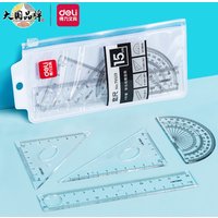 Deli ruler set, ruler, triangle ruler, protractor, primary school student ruler set, four-piece set, learning tools stationery