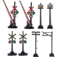 8 Pcs A Set Model Train Traffic Signs Miniature Toy Road Signs General ABS Plastic Accessories For Railway Train Layout Diorama