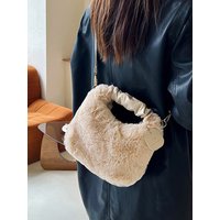 Luxury Designer Winter Plush Shoulder Bag for Women Soft Ladies Clutch Purse Cute Fashion Party Underarm Handbag