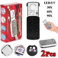 Portable Triplex Magnification Loupe 30X-90X-Slide-Out LED/UV Lighted Jewelry Magnifier for Precision Gemology & Micro-Engraving