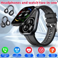 New Smart Watch TWS 2-in-1 Headset Bluetooth Call Heart Rate Blood Oxygen Health Monitoring Headphones Play Music Smartwatch Men