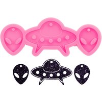 Alien Spaceship Mushroom Flower Silicone Mold Anime Space Theme Epoxy Resin Casting Mold for DIY Keychain Pendant Craft