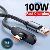 100W Usb C Cable Fast Charging Right Angle 90 Degree USB A To Type C Data Cord Mobile Phone Fast Charging Data Cable for Iphone