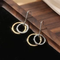 Bohemian Style Two Layer Dangle Earrings For Women Vintage Two Tone Design Hook Earrings Casual Daily Jewelry