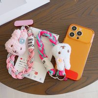 Fashionable Woven Mobile Phone Lanyard, Wrist Short Rope, Cartoon Plush Toy Decorative Pendant, Universal Anti-Drop Rope