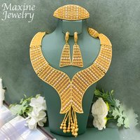 Bohemian Dubai Gold Plated Luxury Original Jewelry Set for Women Golden Necklace Earring Bracelet Ring Party Wedding Gifts