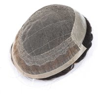 6x8/7x9/8x10 OCT Breathable Lace With PU Toupee For Men Human Hair Natural Black Male Hairpiece Men's Replacement Prosthesis
