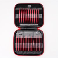 13 Pairs Detachable Aluminum Circular Knitting Needles Set, Red Interchangeable U-Shaped Needles, 3-10mm Metal Knitting Tools