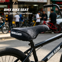 Walgun BMX Retro Bicycle Accessories Stunt Wheelie Bike Saddle Black Flannelette With Embroidery MTB Road Comfortable Seat