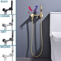Brushed Bidet Faucet Mixer Toilet Faucets Ducha Cold&Hot Water Mixer Crane Round 3 Functions Shower Sprayer Hygienic Shower