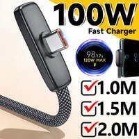100W PD Anti Break 90 Degree Elbow Aluminum Alloy USB TypeC Data Cable 6A High Current Fast Charging Wire Works Android Phones