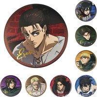 58mm Anime Attack on Titan Eren Jaeger Levi Ackerman Reiner Braun Cosplay COSTUME Badge Pin SPTE Tinplate Brooch Prop Xmas Gilf