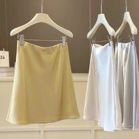 Summer Casual Champagne Mini Skirt Women Fashion Acetate Short Skirts Elegant High Waist Evening Party Satin Skirts Female 2026
