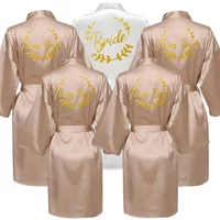 Satin Silk Robes Wedding BathRobe Bride Bridesmaid Dress Women Clothing Sleepwear Gold Letter SP092