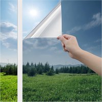 Window Privacy Film, Home One Way Window Tint, Sun UV Blocking Reflective Film Thermal Control, Adhesive Free Static Sticker