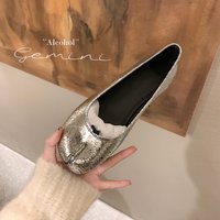 Women Leather Split Toe Design Flat Shoes Shallow Mouth Comfortable Loafers Shoes Outdoor Casual Fashionable Low Top Women Shoes